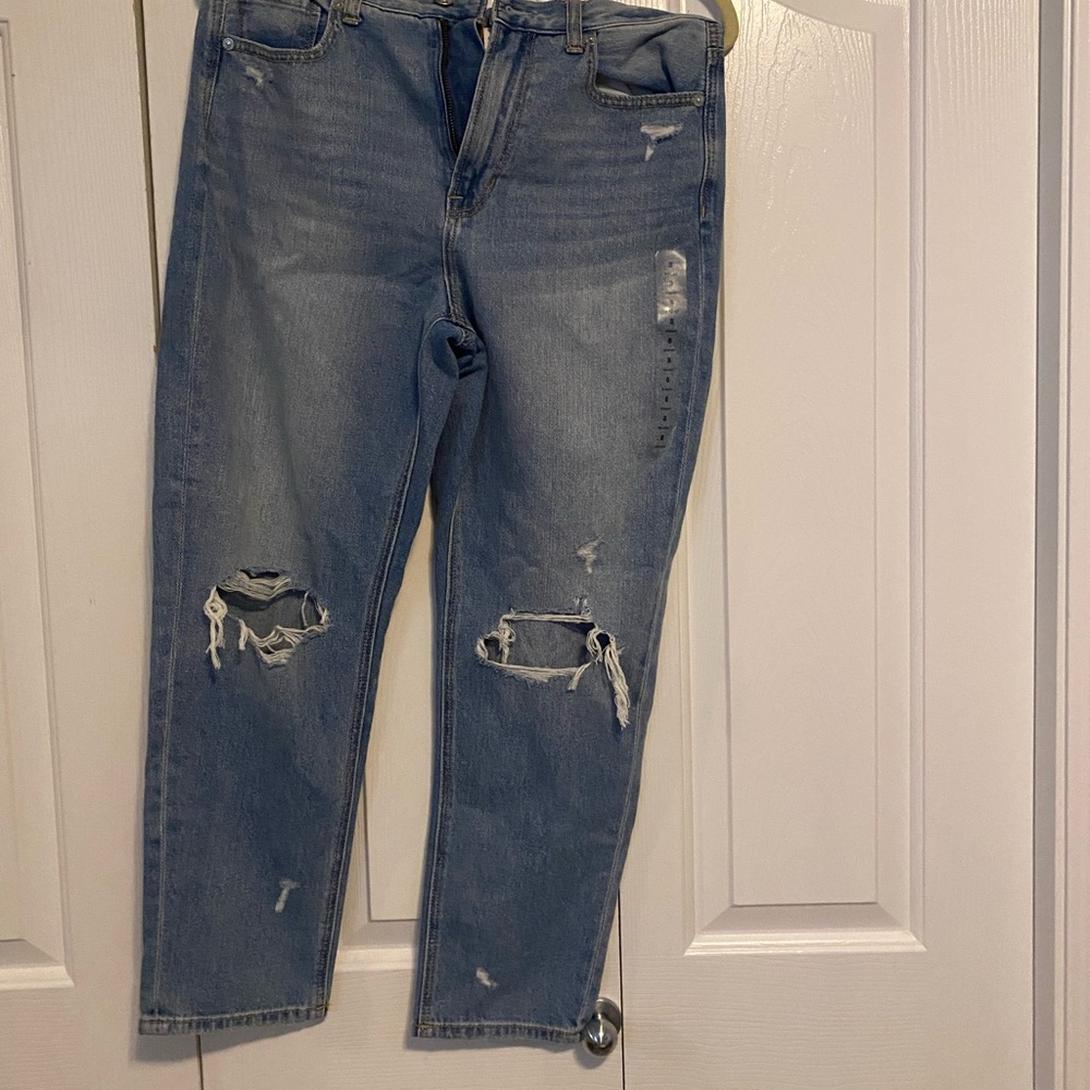 Distressed mom jeans
